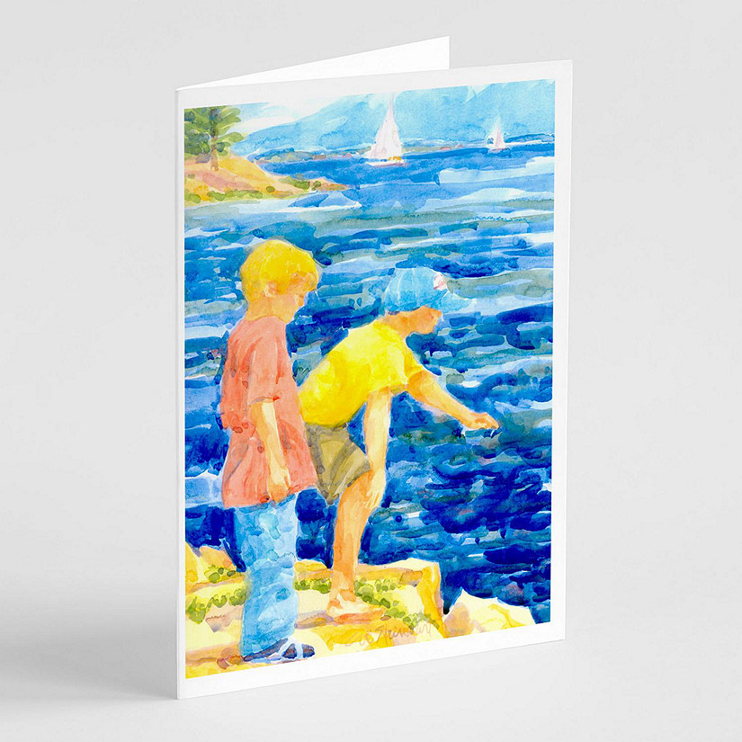 Caroline's Treasures The Boys at the water Greeting Cards and Envelopes Pack of 8, 7 x 5, Nautical Image
