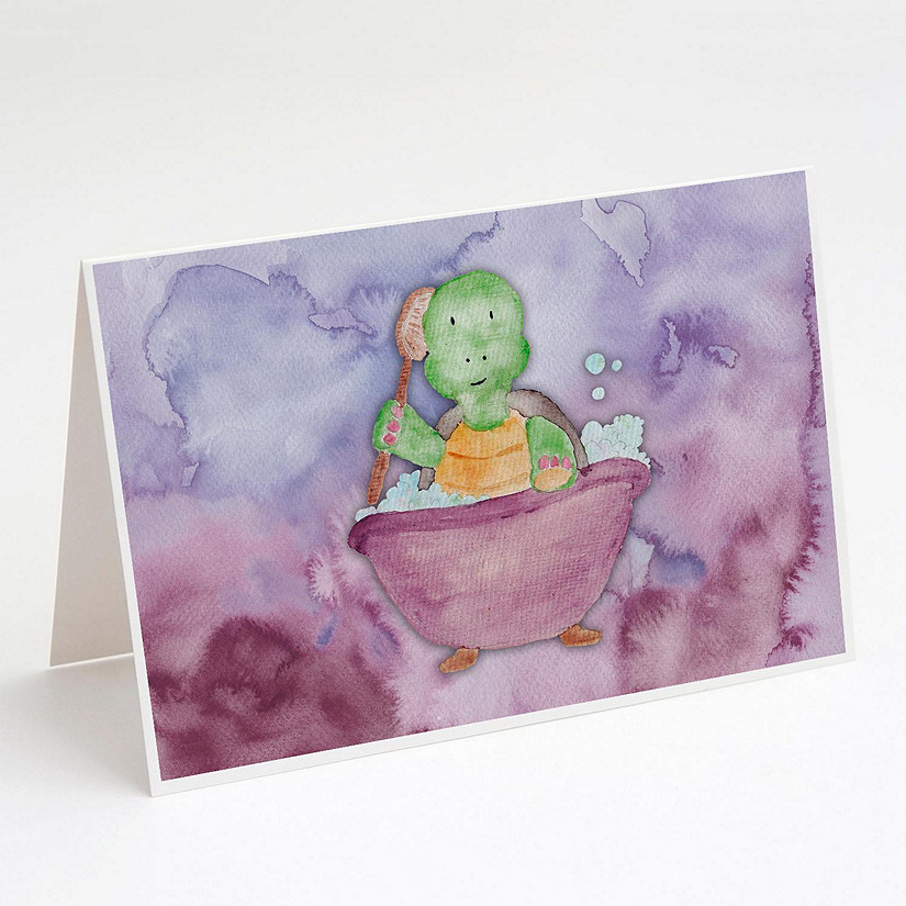 Caroline's Treasures Turtle Bathing Watercolor Greeting Cards and Envelopes Pack of 8, 7 x 5, Nautical Image