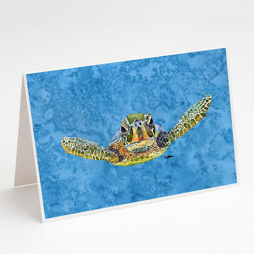 Caroline's Treasures Turtle  Coming at you Greeting Cards and Envelopes Pack of 8, 7 x 5, Nautical Image