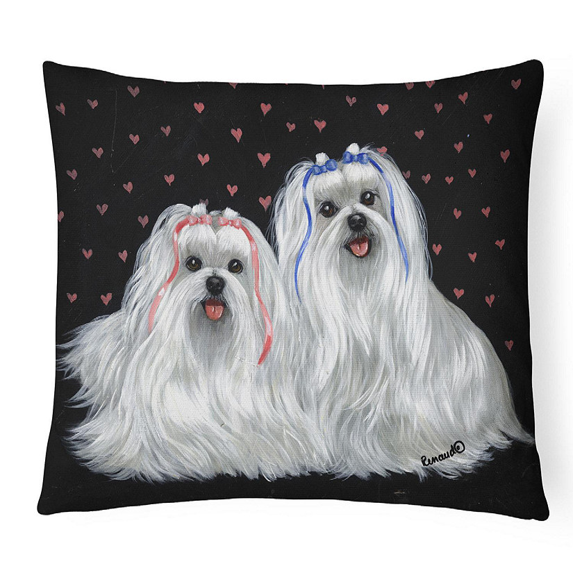 Caroline's Treasures Valentine's Day, Maltese Sweethearts Canvas Fabric Decorative Pillow, 12 x 16, Dogs Image