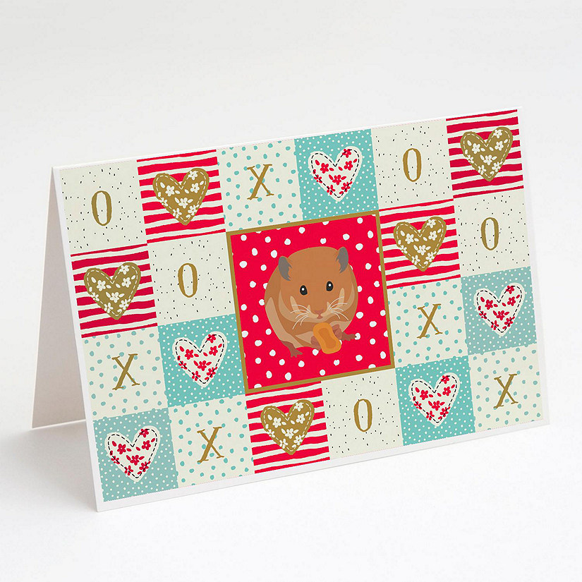 Caroline's Treasures Valentine's Day, Teddy Bear Hamster Love Greeting Cards and Envelopes Pack of 8, 7 x 5, Rodents Image