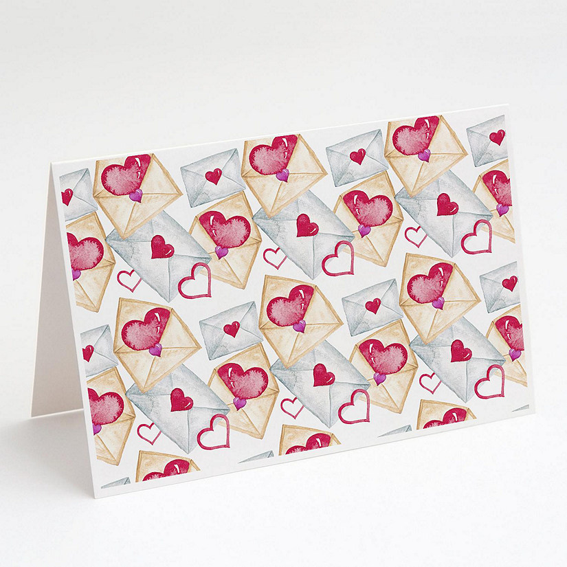 Caroline's Treasures Valentine's Day, Watercolor Love Letters Greeting Cards and Envelopes Pack of 8, 7 x 5, Image