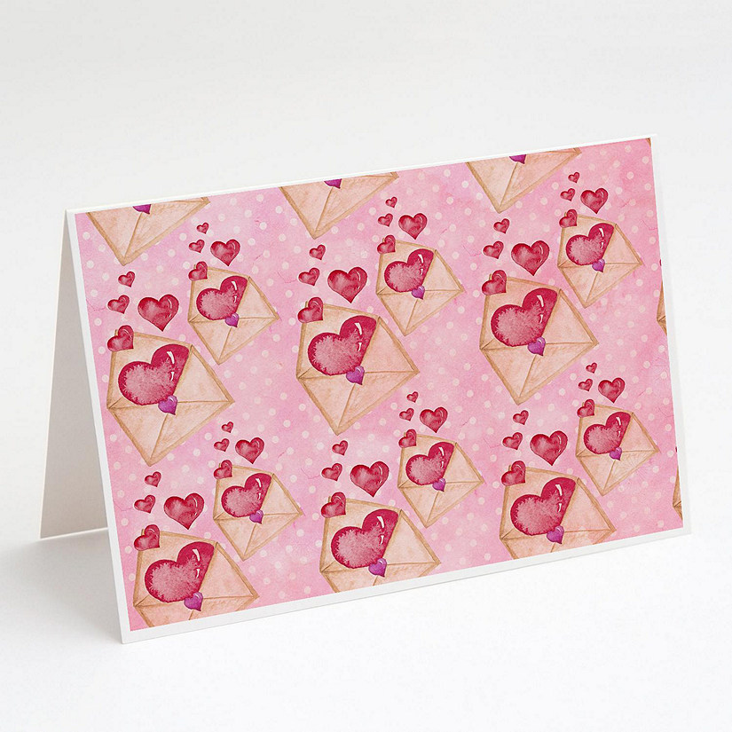 Caroline's Treasures Valentine's Day, Watercolor Pink Love Letter Greeting Cards and Envelopes Pack of 8, 7 x 5, Image