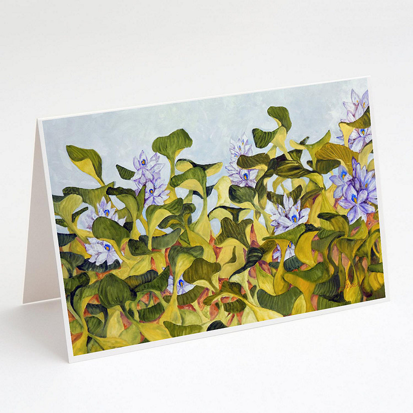 Caroline's Treasures Water Hyacinth by Ferris Hotard Greeting Cards and Envelopes Pack of 8, 7 x 5, Flowers Image