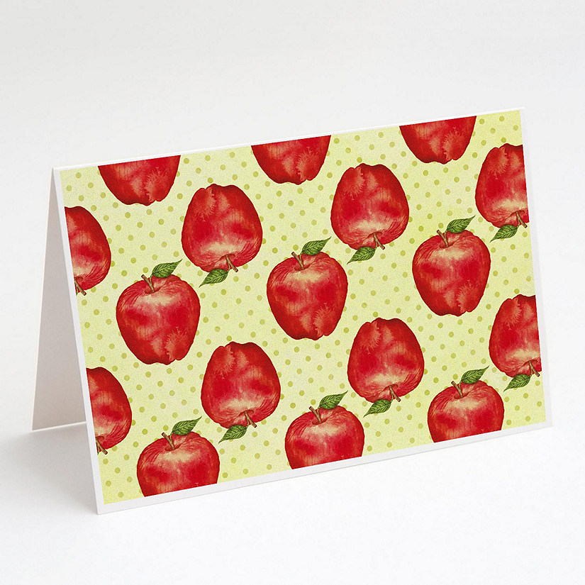 Caroline's Treasures Watercolor Apples and Polkadots Greeting Cards and Envelopes Pack of 8, 7 x 5, Image