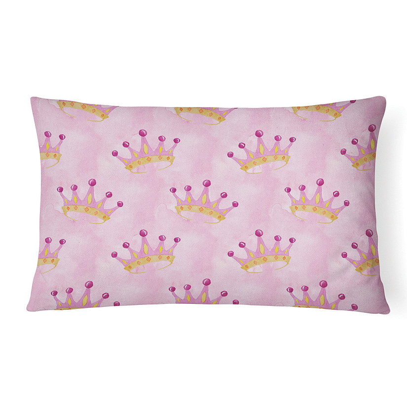 Caroline's Treasures Watercolor Princess Crown on Pink Canvas Fabric Decorative Pillow, 12 x 16, Image