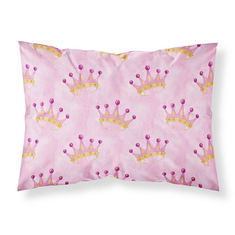 Caroline's Treasures Watercolor Princess Crown on Pink Fabric Standard Pillowcase, 30 x 20.5, Image