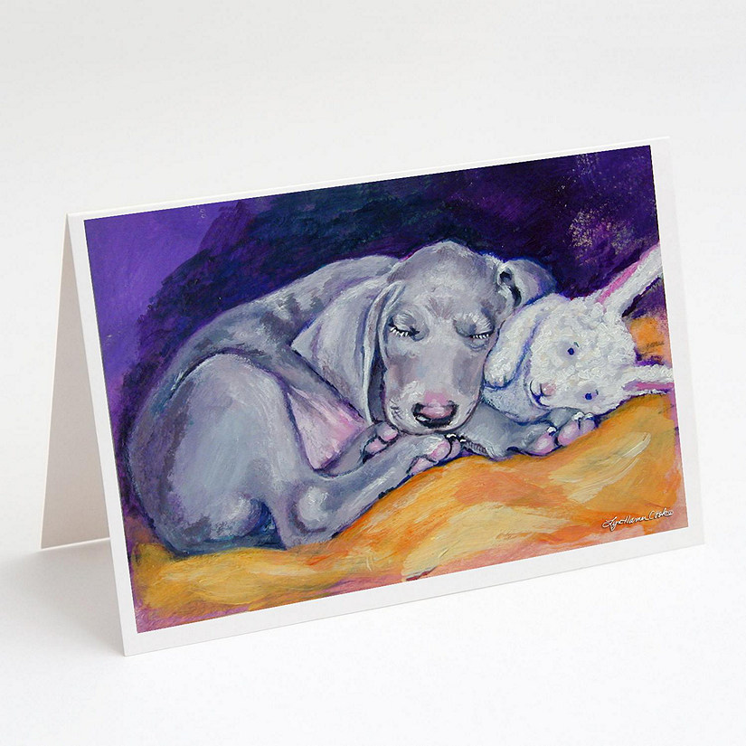 Caroline's Treasures Weimaraner Snuggle Bunny Greeting Cards and Envelopes Pack of 8, 7 x 5, Dogs Image