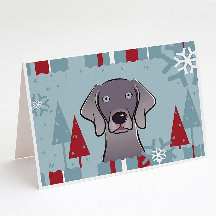 Caroline's Treasures Winter Holiday Weimaraner Greeting Cards and Envelopes Pack of 8, 7 x 5, Dogs Image