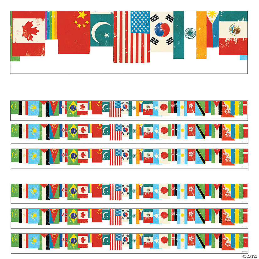 Carson Dellosa Education All Are Welcome Flags Straight Borders, 36 Feet Per Pack, 6 Packs Image