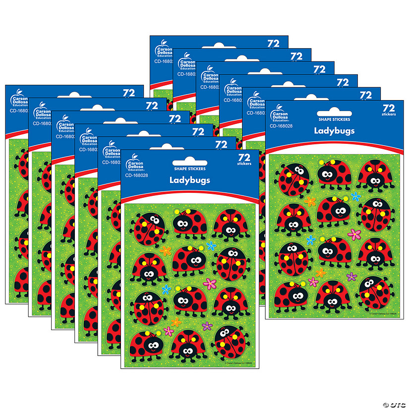 Carson Dellosa Education Ladybugs Shape Stickers, 72 Per Pack, 12 Packs Image