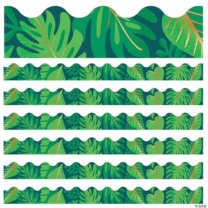 Carson Dellosa Education One World Tropical Leaves Scalloped Border, 39 Feet Per Pack, 6 Packs Image