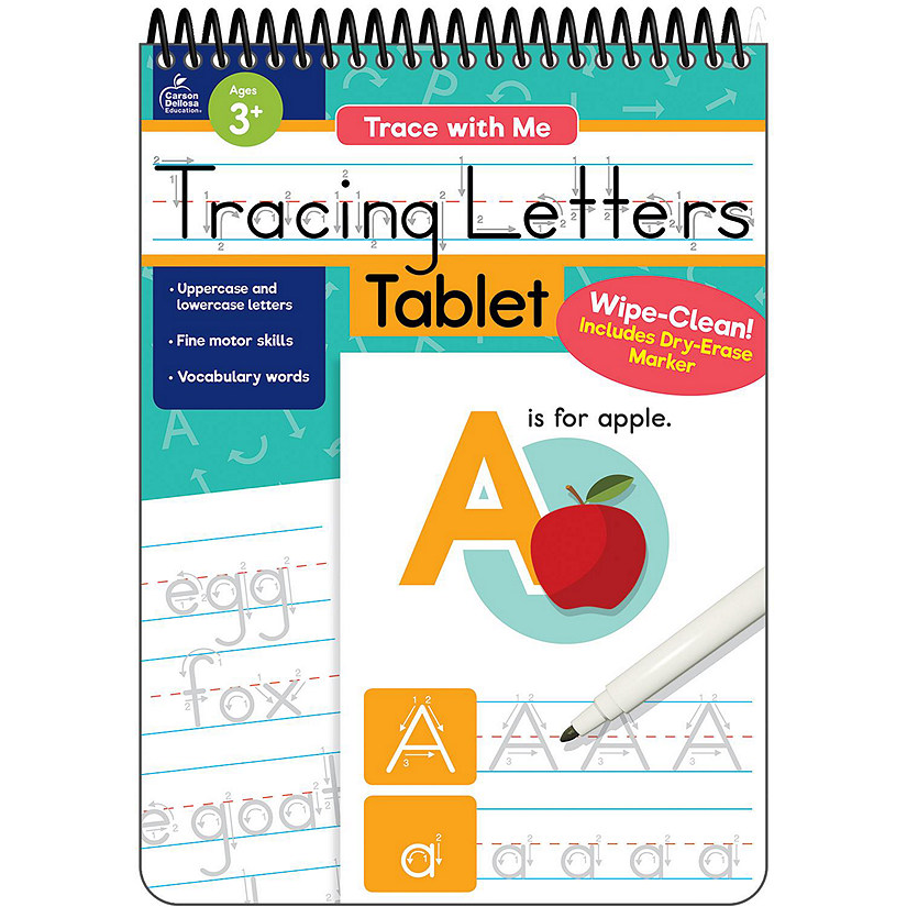 Carson Dellosa Trace with Me: Tracing Letters Wipe Clean Workbook Pre-K, Practice the Alphabet with Dry Erase Marker for Preschool and Kindergarten Image
