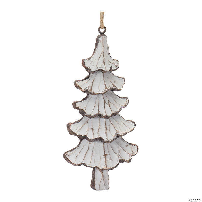 Carved Pine Tree Ornament (Set Of 12) 5"H Resin Image