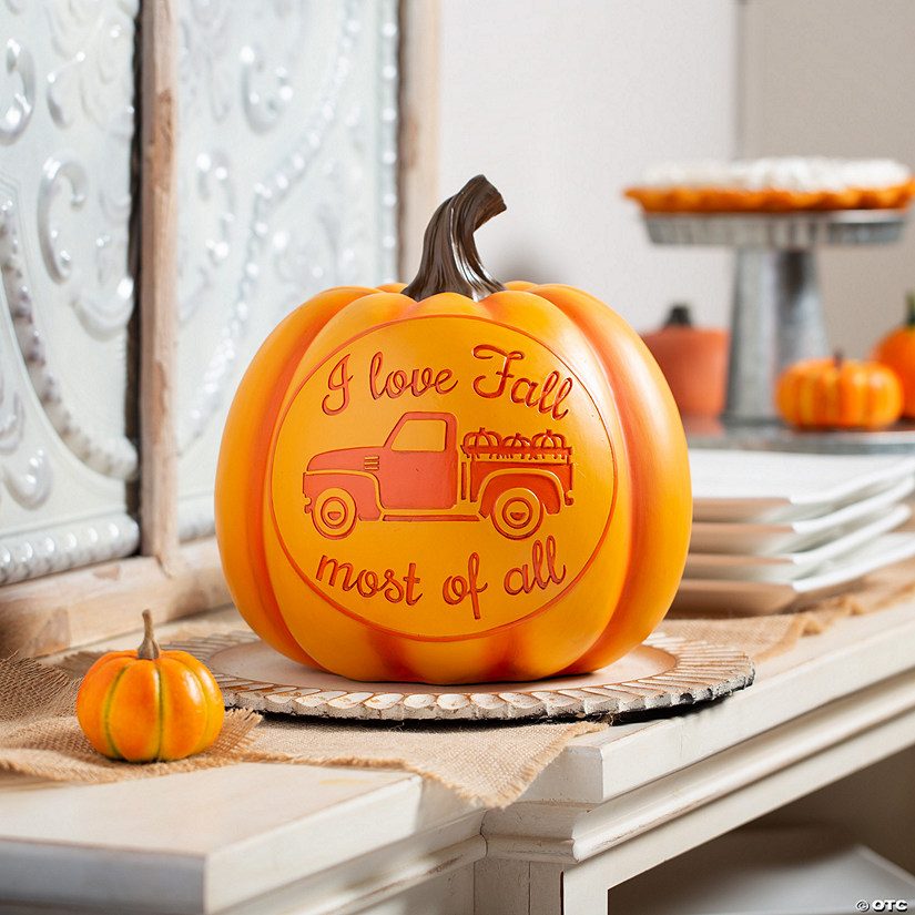 Carved Resin Pumpkin Fall Decoration Image
