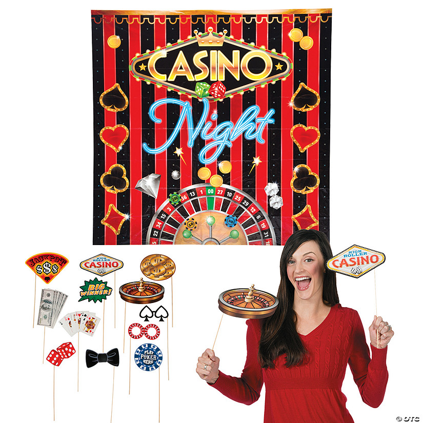 Casino Party Photo Booth Backdrop & Props Kit - 13 Pc. Image