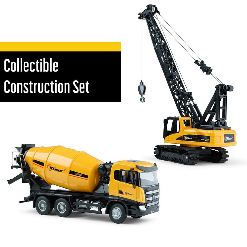 Cement Truck & Crane Diecast Construction Set Image