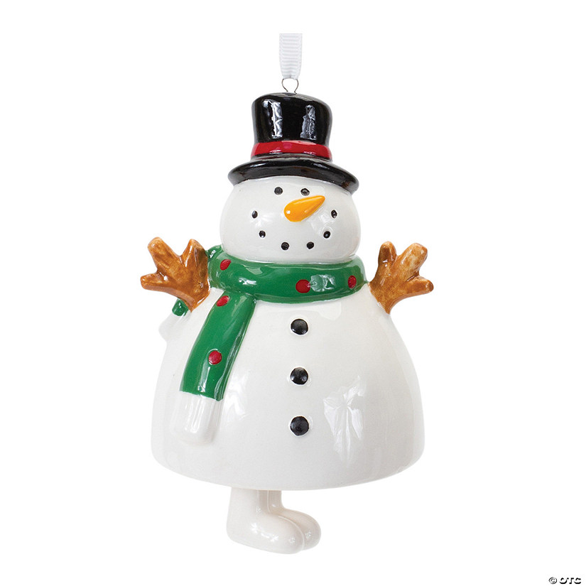 Ceramic Snowman Bell Ornament (Set Of 12) 5.5"H Image