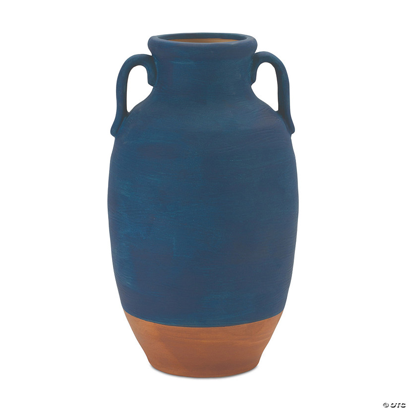 Ceramic Urn Vase With Terra Cotta Accent 10.5"H Ceramic Image