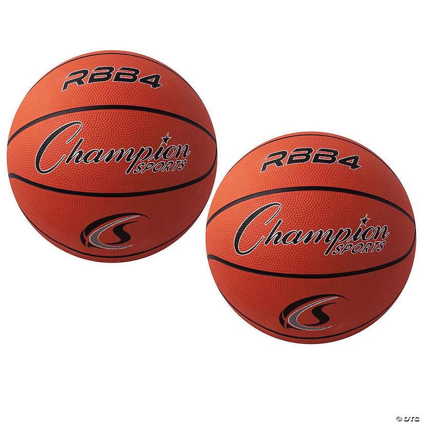 Champion Sports Intermediate Rubber Basketball, Size 6, Orange, Pack of 2 Image