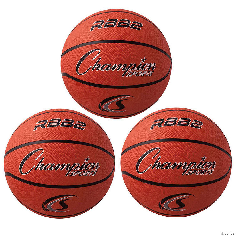 Champion Sports Junior Rubber Basketball, Orange, Pack of 3 Image