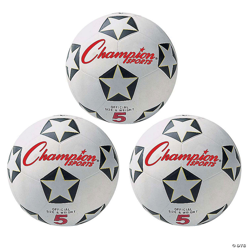 Champion Sports Rubber Soccer Ball Size 5, Pack of 3 Image