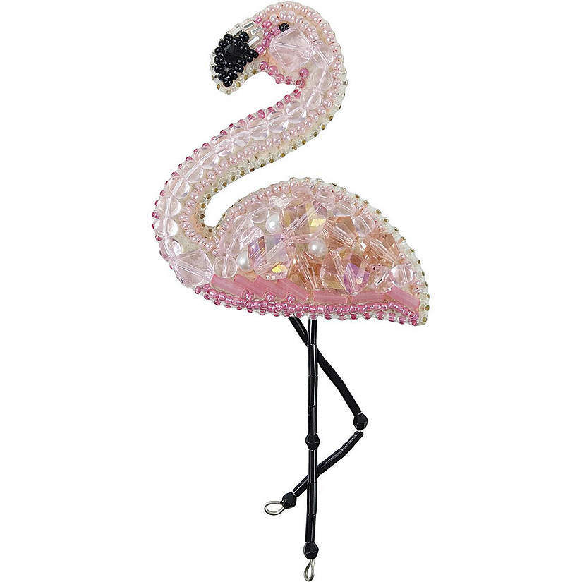 Charivna Mit BP-216C Beadwork kit for creating brooch Crystal Art "Flamingo" Image