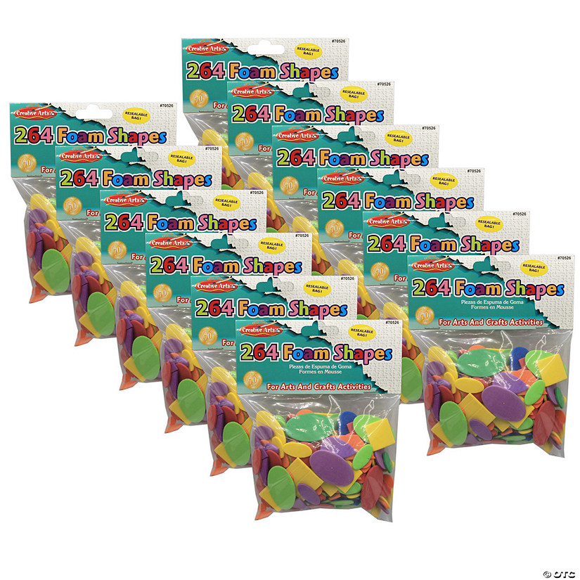 Charles Leonard Assorted Foam Shapes, 264 Per Pack, 12 Packs Image