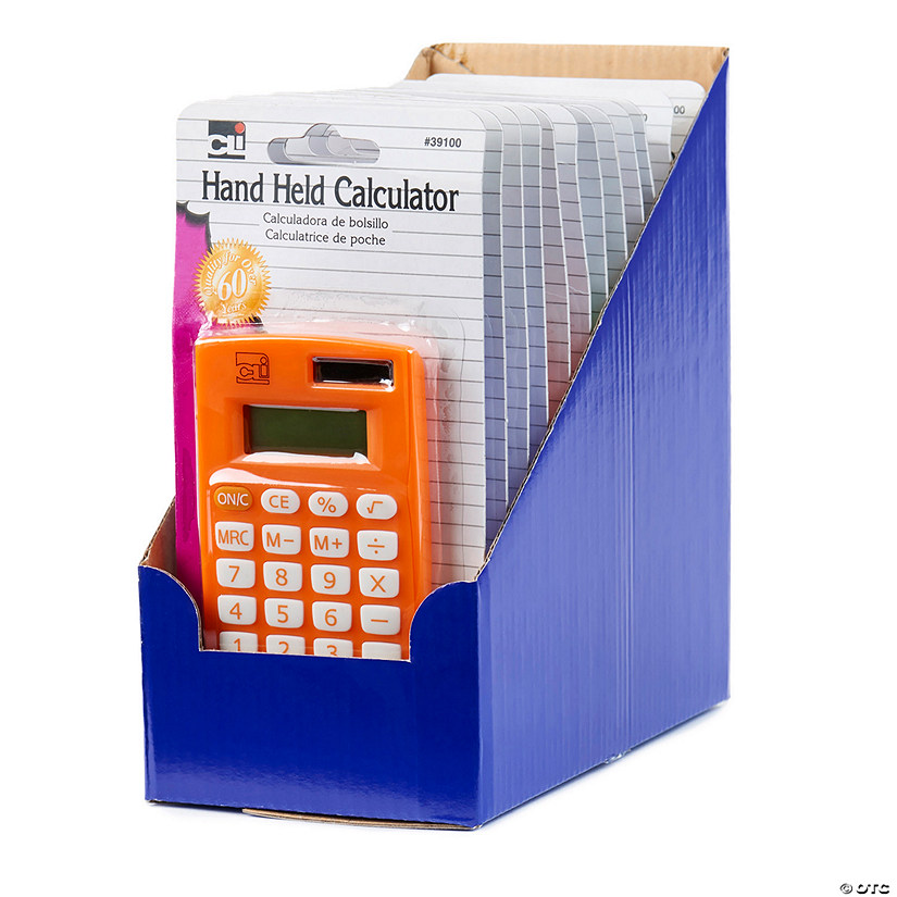 Charles Leonard Calculator, Hand Held, 8 Digit, Assorted Colors, Pack of 12, Carded Image
