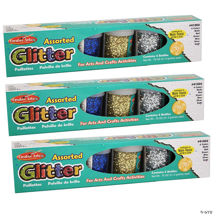 Charles Leonard Creative Arts Glitter Set, 6 Per Pack, 3 Packs Image