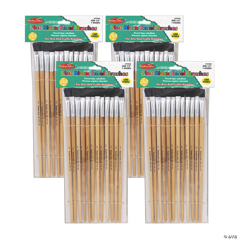Charles Leonard&#174; Creative Arts Long Handle Easel Brushes, 1/2" Wide, 48 count Image