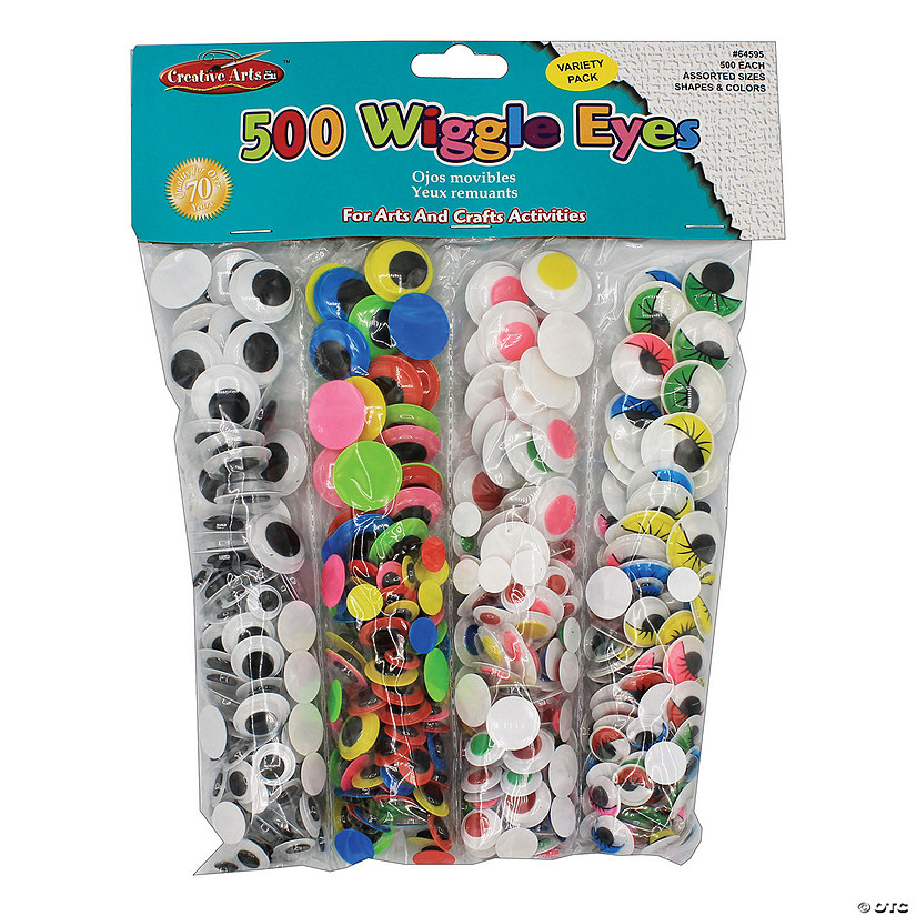 Charles Leonard Creative Arts Wiggle Eyes Classpack, Assorted Sizes & Colors, Pack of 500 Image