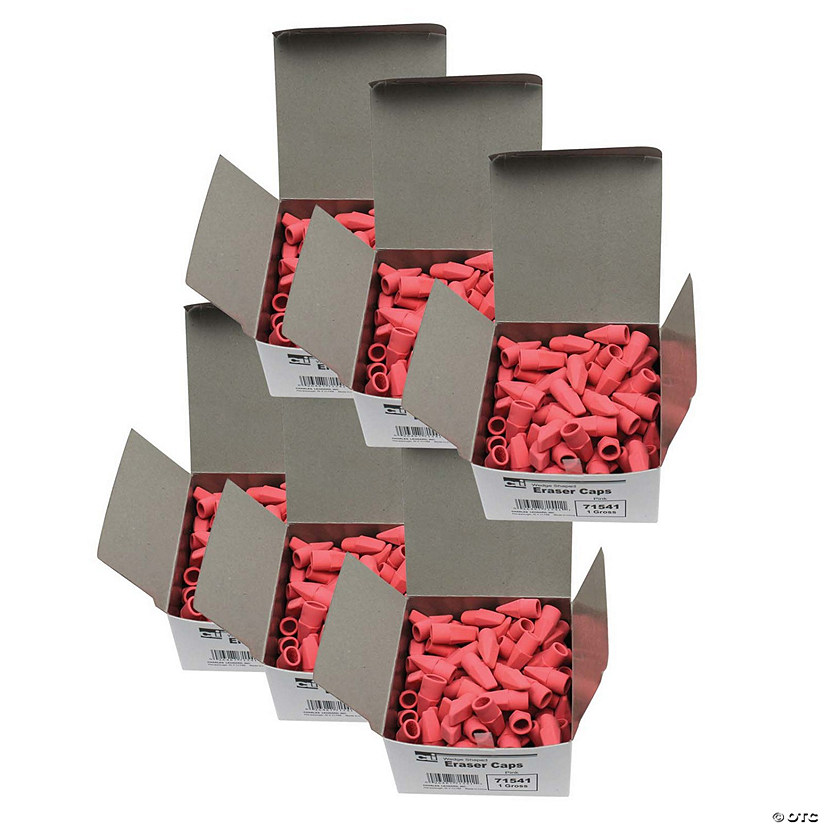 Charles Leonard Eraser Caps, Pink, 144 Per Box, 6 Boxes Image
