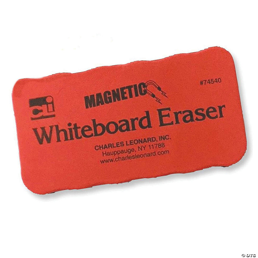Charles Leonard Magnetic Whiteboard Eraser, Red/Black, 12 Per Pack Image