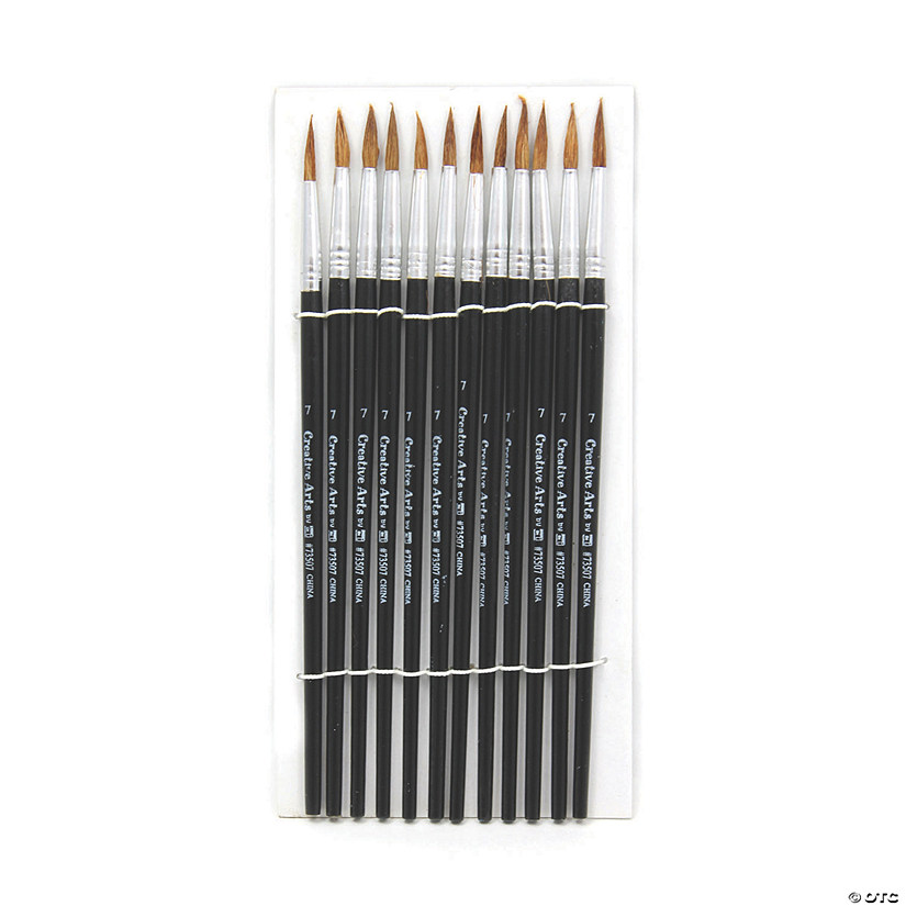 Charles Leonard&#174; Water Color Paint Brushes, #7, Camel Hair, Black Handle, 72 count Image