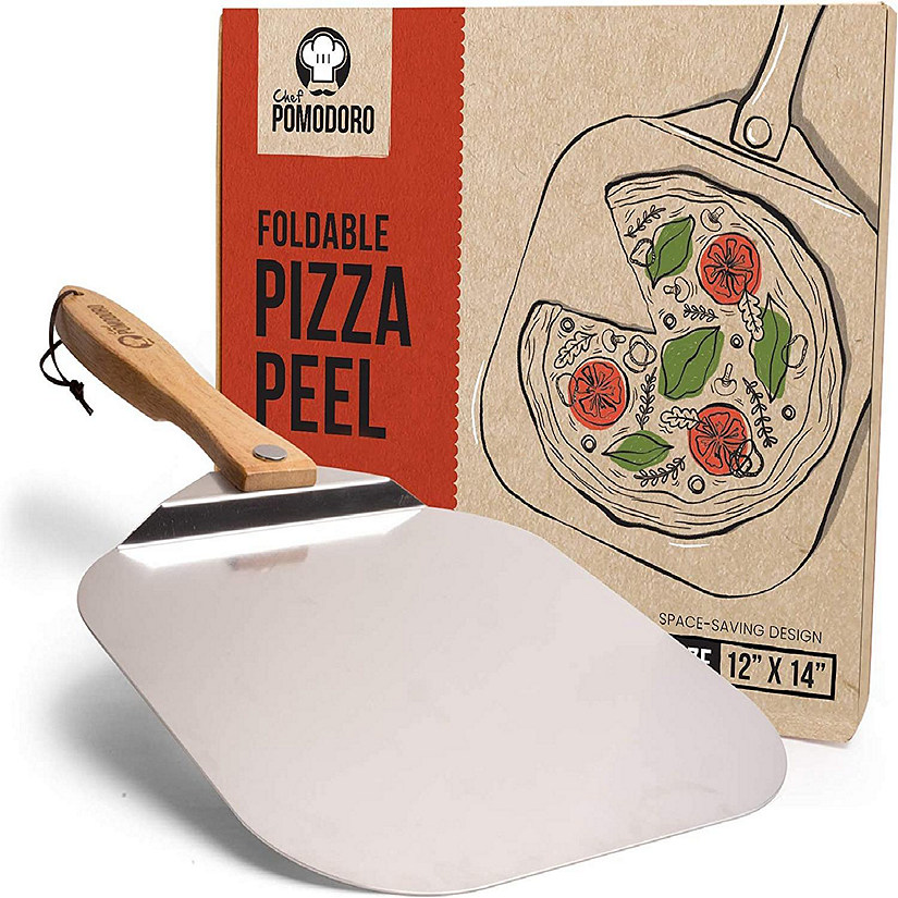 Chef Pomodoro (12-Inch x 14-Inch) Aluminum Metal Pizza Peel with Foldable Wood Handle Image