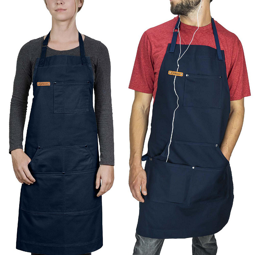 Chef Pomodoro - (Navy Blue) Kitchen Apron, Unisex Chef Apron, Adjustable Neck and Back Straps Image