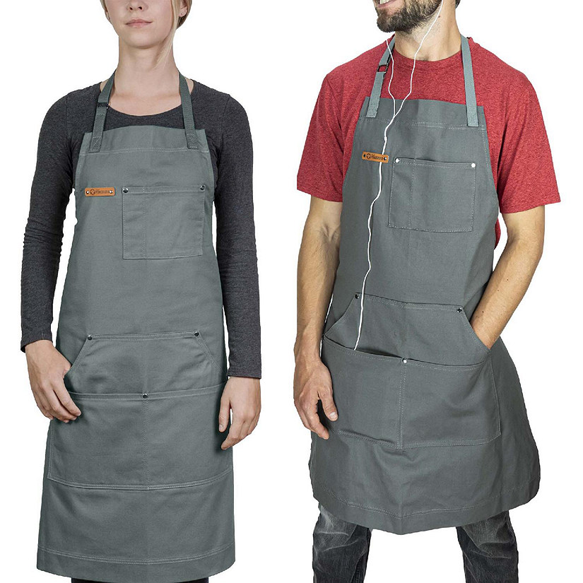 Chef Pomodoro - (Stone Grey) Kitchen Apron, Unisex Chef Apron, Adjustable Neck and Back Straps Image