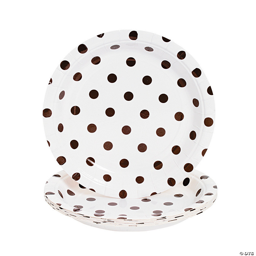Chocolate Brown Polka Dot Paper Dessert Plates - 8 Ct. Image