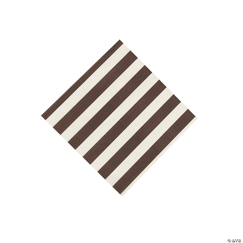Chocolate Brown Striped Beverage Napkins Image