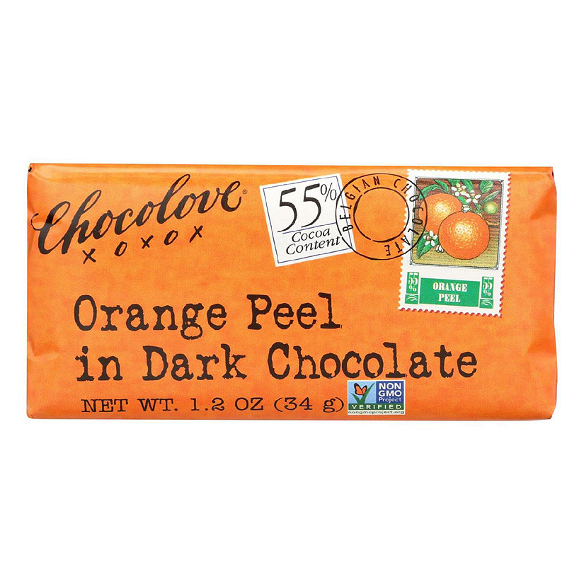 Chocolove Xoxox Premium Chocolate Bar Dark Chocolate Orange Peel Mini 1.2 oz Bars Pack of 12 Image