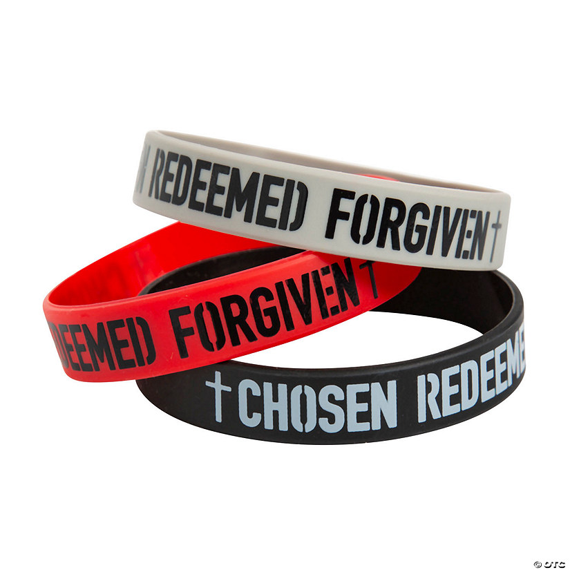 Chosen Redeemed Forgiven Rubber Bracelet Assortment - 12 Pc. Image