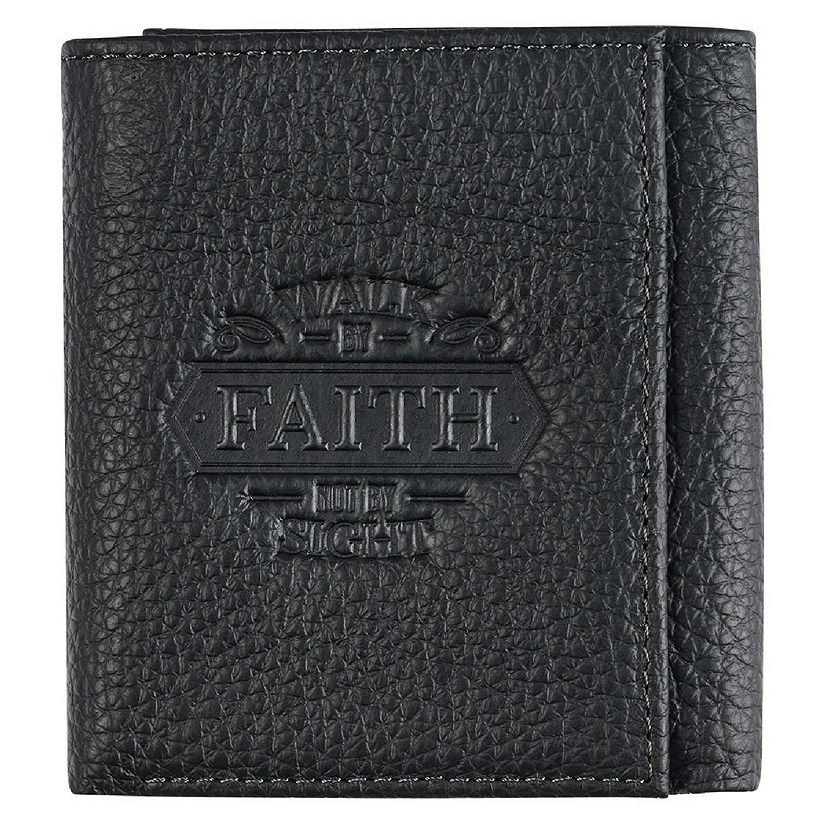 Christian Art Gifts 224604 Full Grain Wallet for Men Walk by Faith 2 Corinthians 5-7 Image
