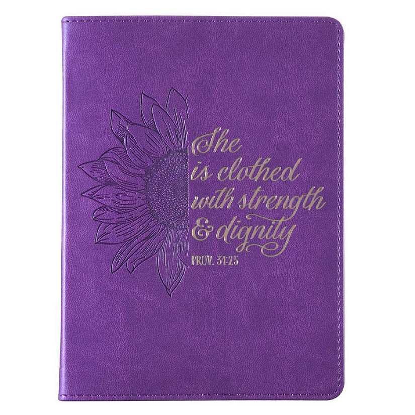 Christian Art Gifts 255675 Classic LuxLeather Journal, Purple - Strength & Dignity Image