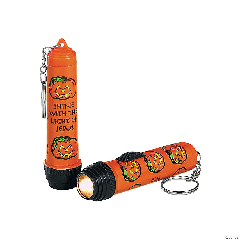Christian Pumpkin Flashlight Keychains - 12 Pc. Image
