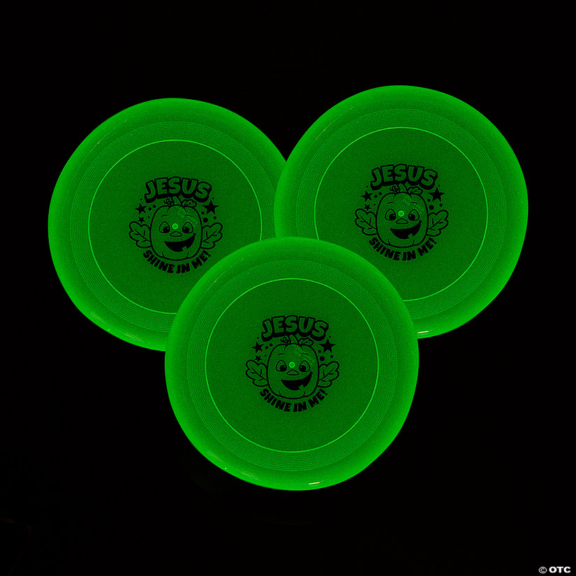 Christian Pumpkin Glow-in-the-Dark Flying Discs - 12 Pc. Image