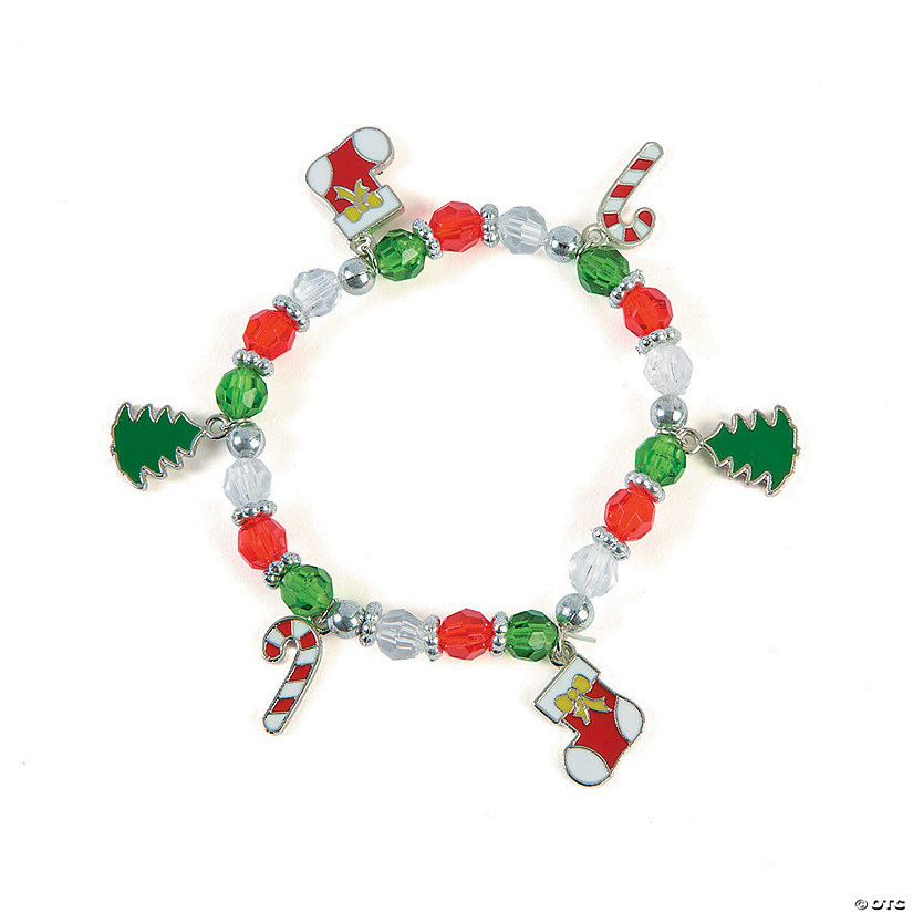 Christmas Charm Beaded Bracelet Craft Kit - Makes 12 Image