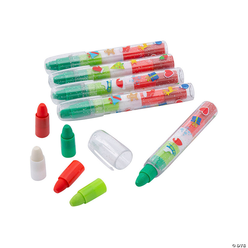 Christmas Glitter Stacking Point Erasers- 12 Pc. Image