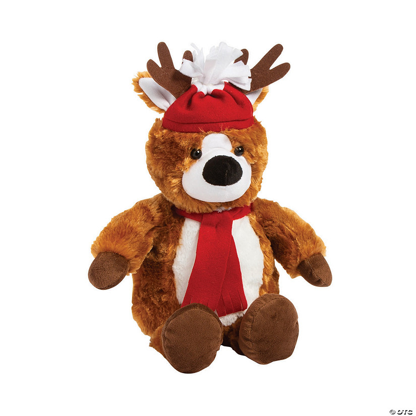 Christmas Hat & Scarf Stuffed Reindeer Image