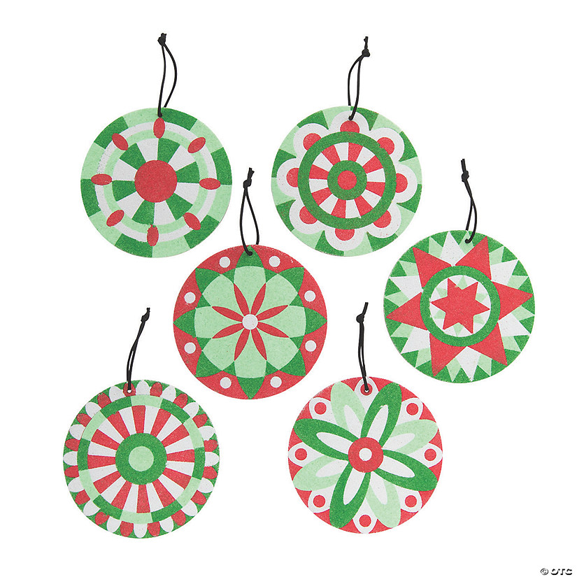 Christmas Mandala Sand Art Ornaments - 24 Pc. Image